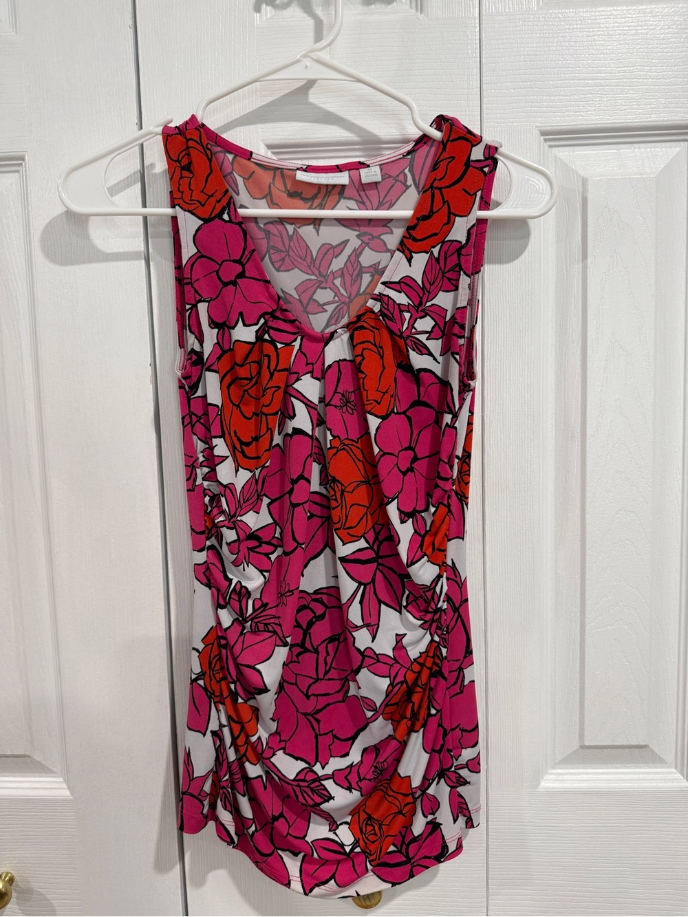 New York & Company Pink and Coral Floral Tank Top